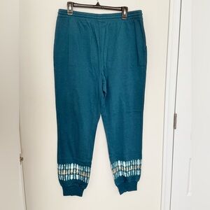 NWOT Candace Cameron Bure Teal Jogger Sweatpants with Pattern Cuff Design